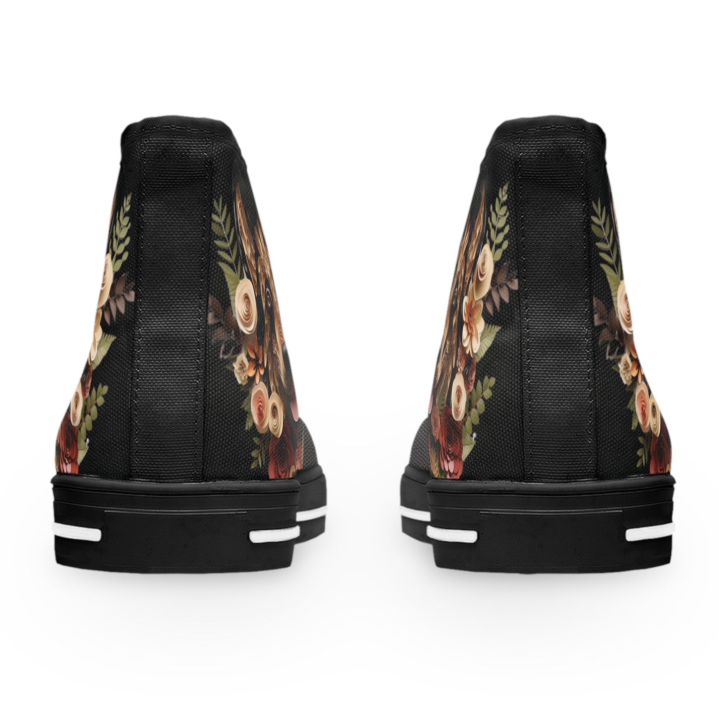 Women's High-Top Trainers featuring German Shepherd Paper Quilling Effect Design - Hobbster