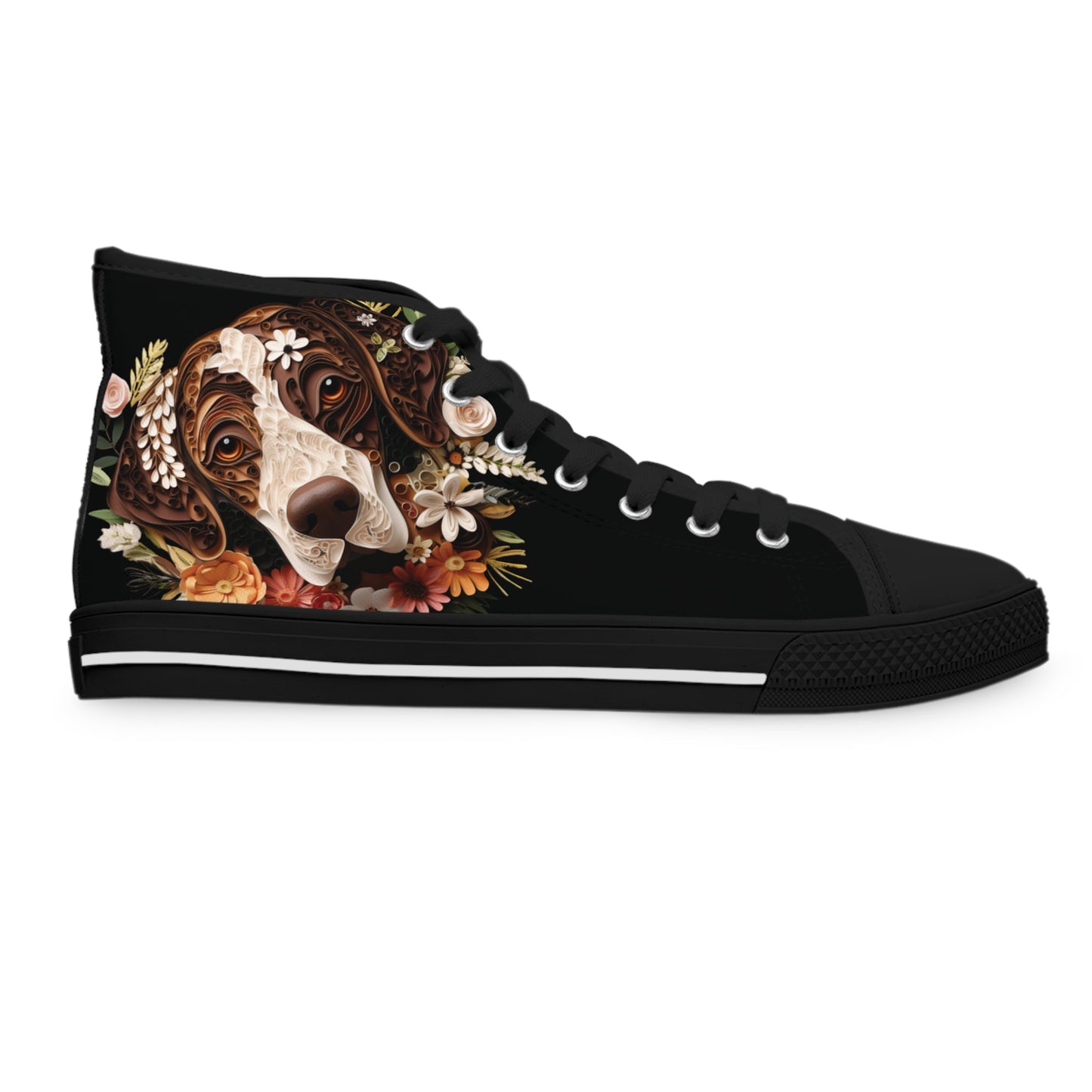 Women's High-Top Trainers featuring German Short Hair Pointer Paper Quilling Effect Design - Hobbster