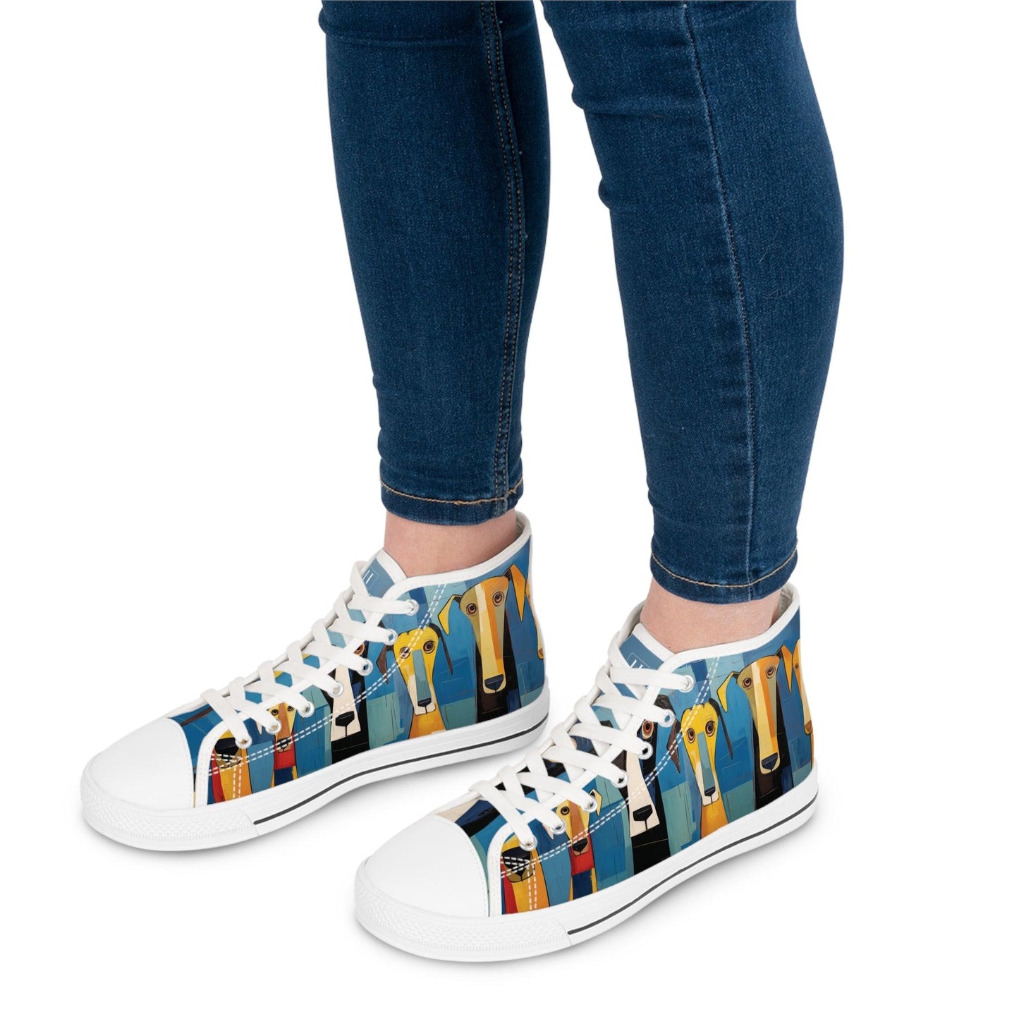 Women's High-Top Trainers Featuring The Original Dog Pack - Hobbster