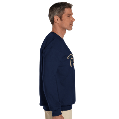 Retro Folk-Art Blue Dog Men's Crewneck Sweatshirt - Hobbster