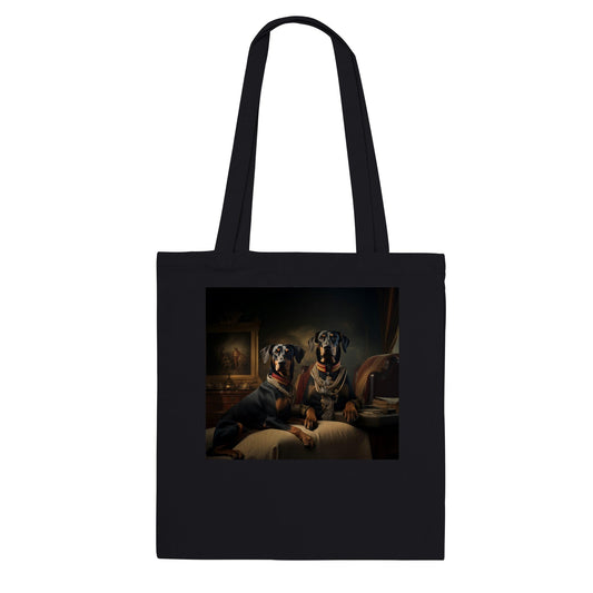 100% Cotton Classic Tote Bag featuring Art Deco Doberman Design - Hobbster