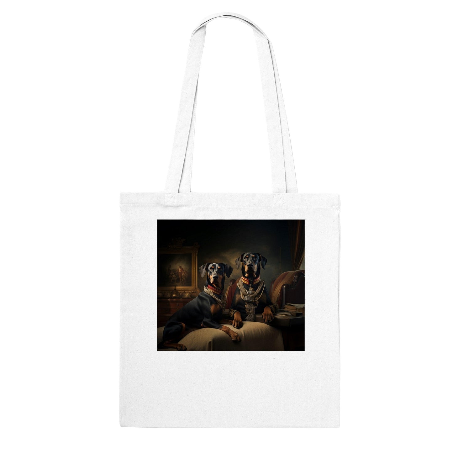 100% Cotton Classic Tote Bag featuring Art Deco Doberman Design - Hobbster