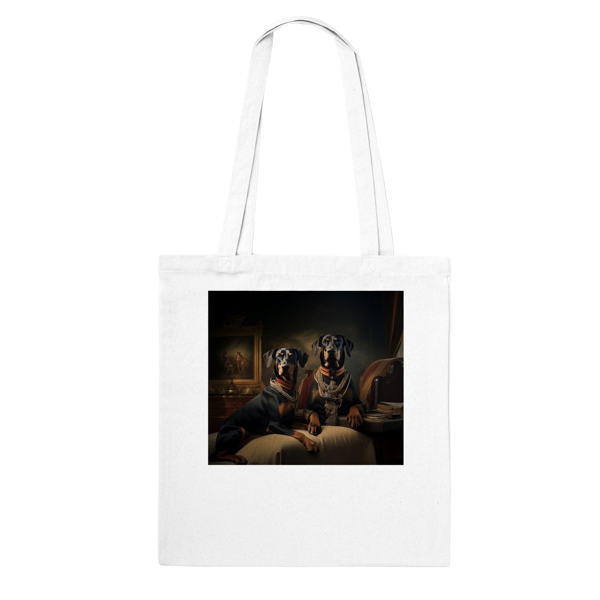 100% Cotton Classic Tote Bag featuring Art Deco Doberman Design - Hobbster