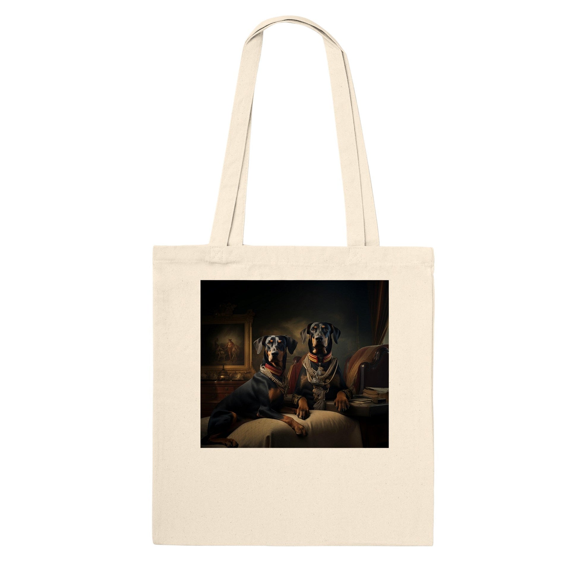 100% Cotton Classic Tote Bag featuring Art Deco Doberman Design - Hobbster