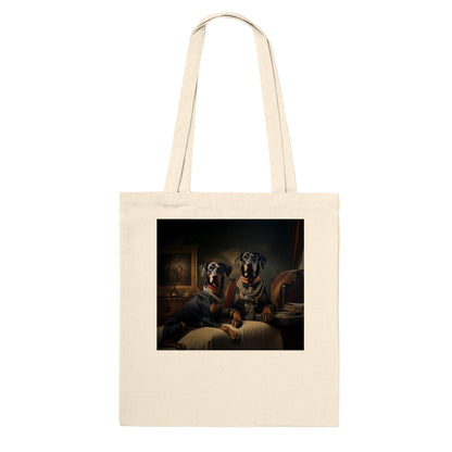 100% Cotton Classic Tote Bag featuring Art Deco Doberman Design - Hobbster