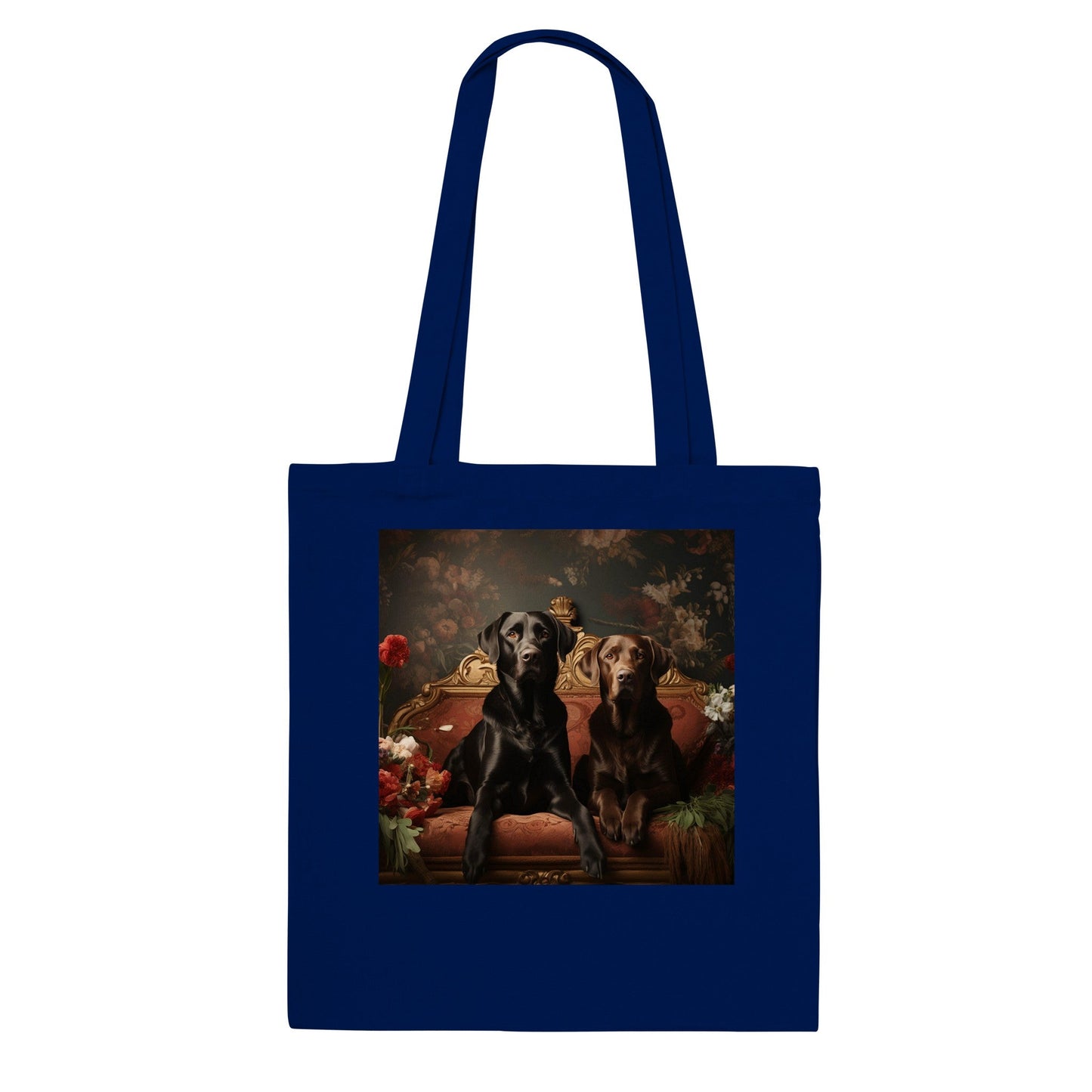 100% Cotton Classic Tote Bag Featuring Art Deco Flower Labrador Design - Hobbster