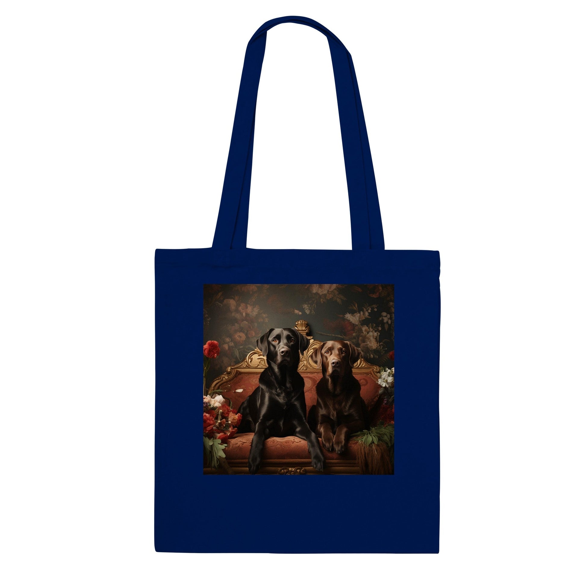 100% Cotton Classic Tote Bag Featuring Art Deco Flower Labrador Design - Hobbster