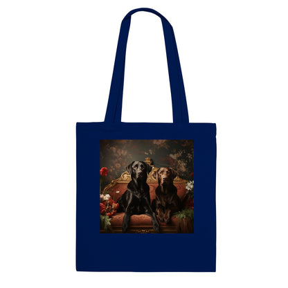 100% Cotton Classic Tote Bag Featuring Art Deco Flower Labrador Design - Hobbster
