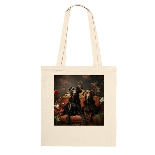 100% Cotton Classic Tote Bag Featuring Art Deco Flower Labrador Design - Hobbster