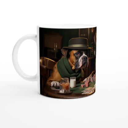 11oz Two-Tone Coffee Mugs with vintage design of Boxer Dogs Playing Cards - Hobbster