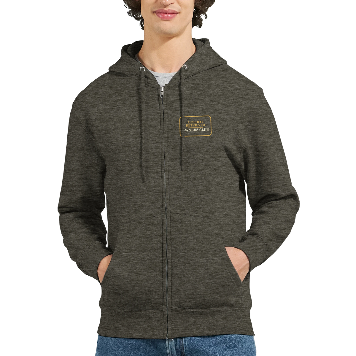 Golden Retriever Owners Club men's zip hoodie in Charcoal Heather