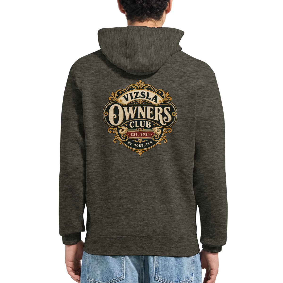 Vizsla Owners Club men's zip hoodie in Charcoal Heather