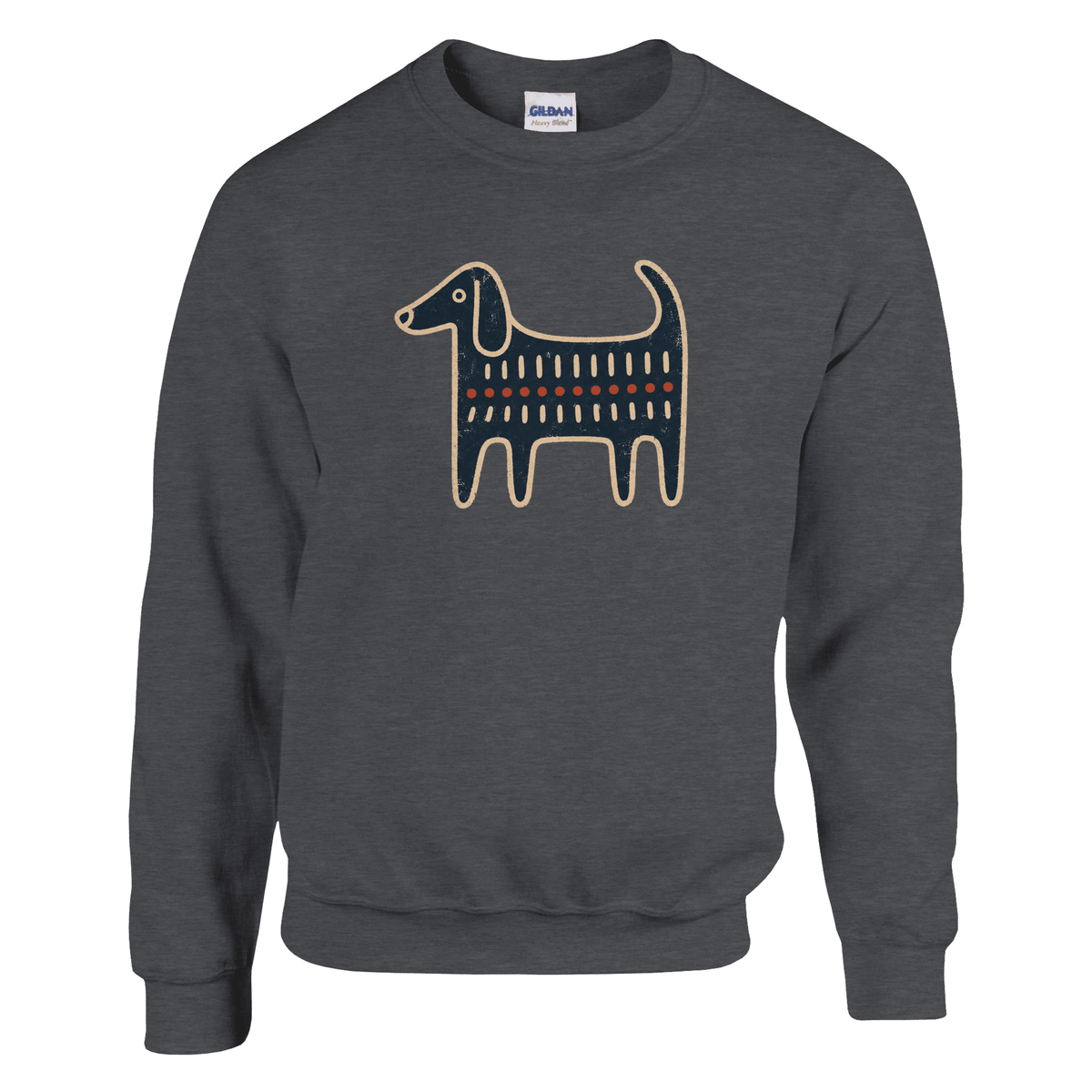 Retro Folk-Art Blue Dog Men's Crewneck Sweatshirt - Hobbster