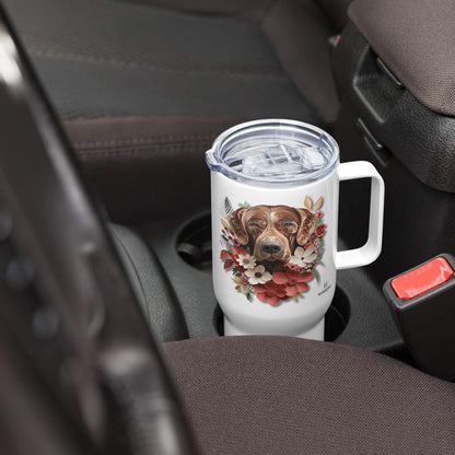 25oz Travel Mug with a Handle - Rhodesian Ridgeback Paper Quilling Design - Hobbster