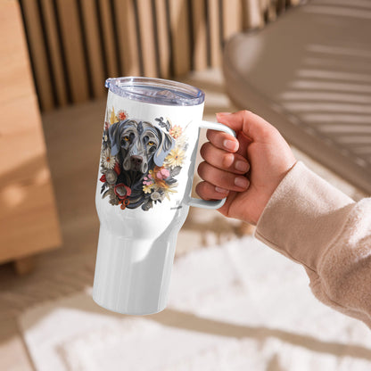 25oz Travel Mug with a Handle - Weimaraner Paper Quilling Design - Hobbster