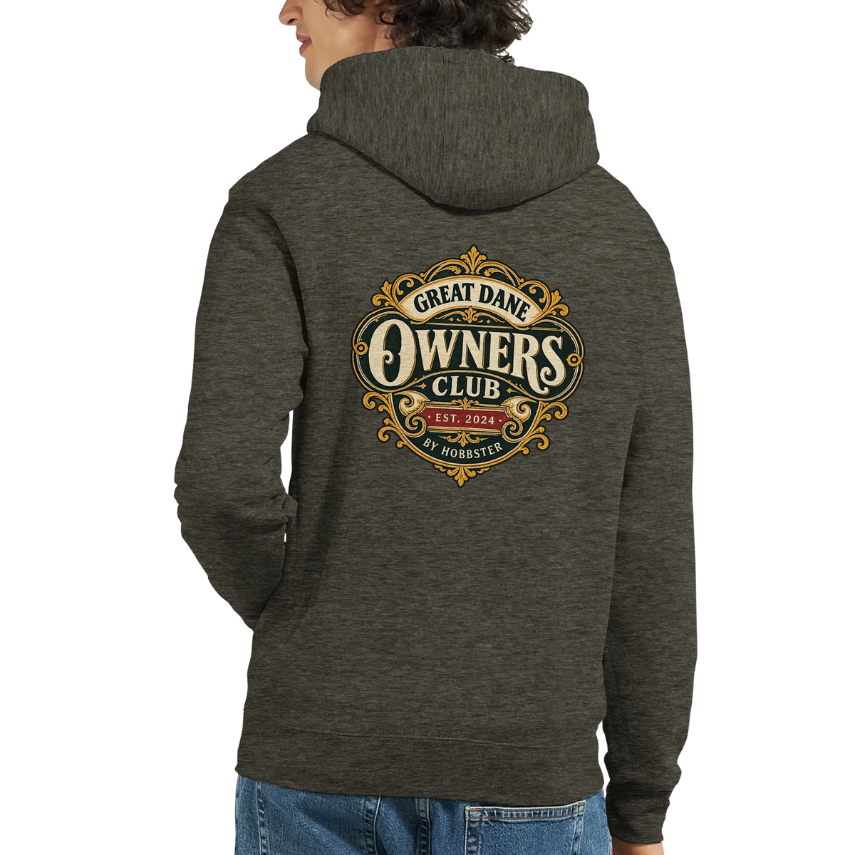 Great Dane Owners Club men's zip hoodie in Charcoal Heather