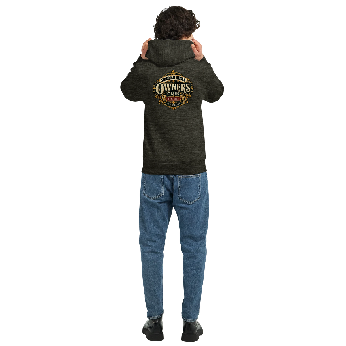 Siberian Husky Owners Club men's zip hoodie in Charcoal Heather
