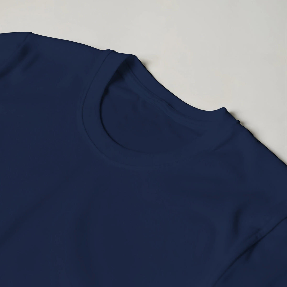 Crew neck detail of the Navy Faux Patchwork Club Women's T-shirt