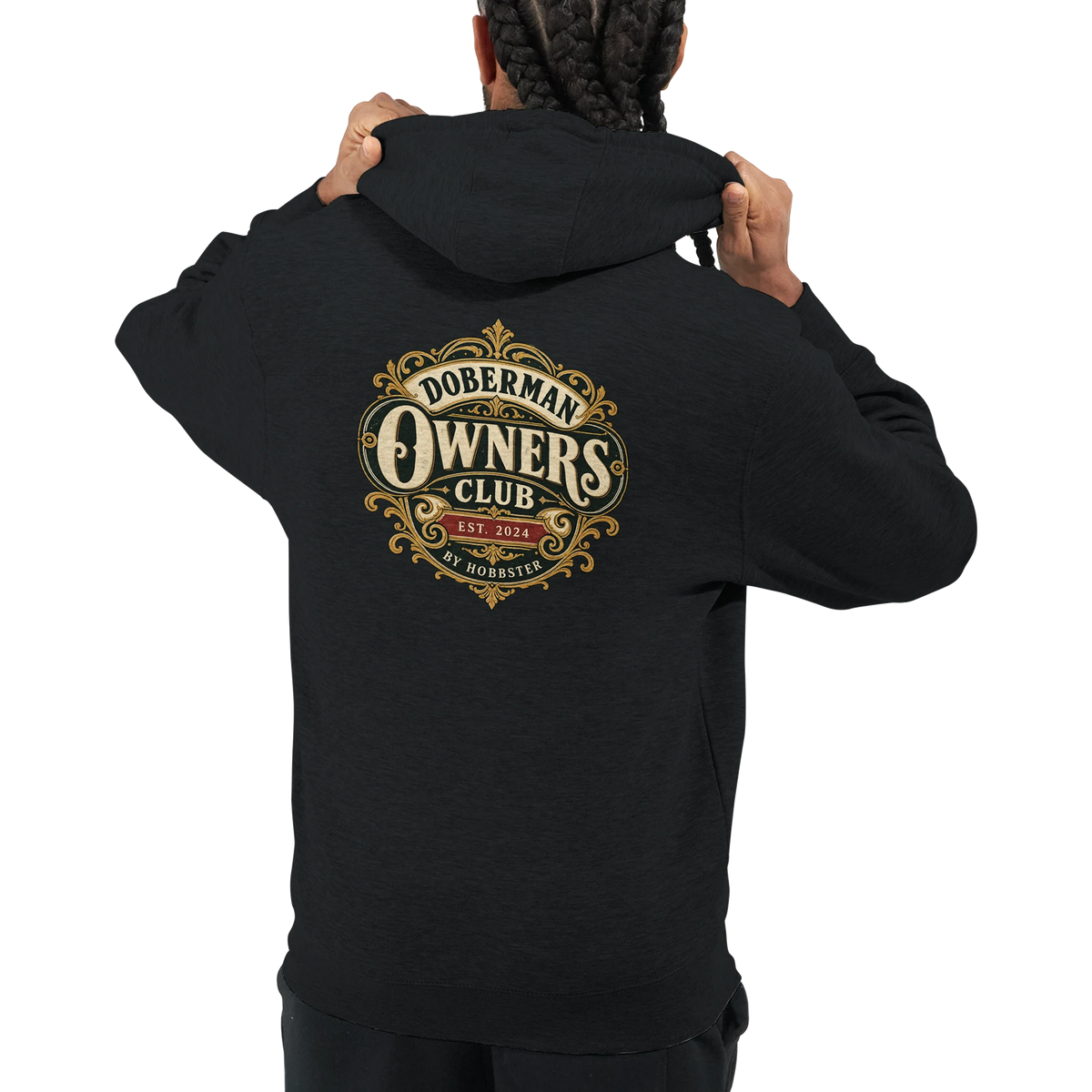 Doberman Owners Club men's zip hoodie in Black