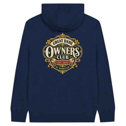 Great Dane Owners Club men's zip hoodie in Navy, back view with the Great Dane crest