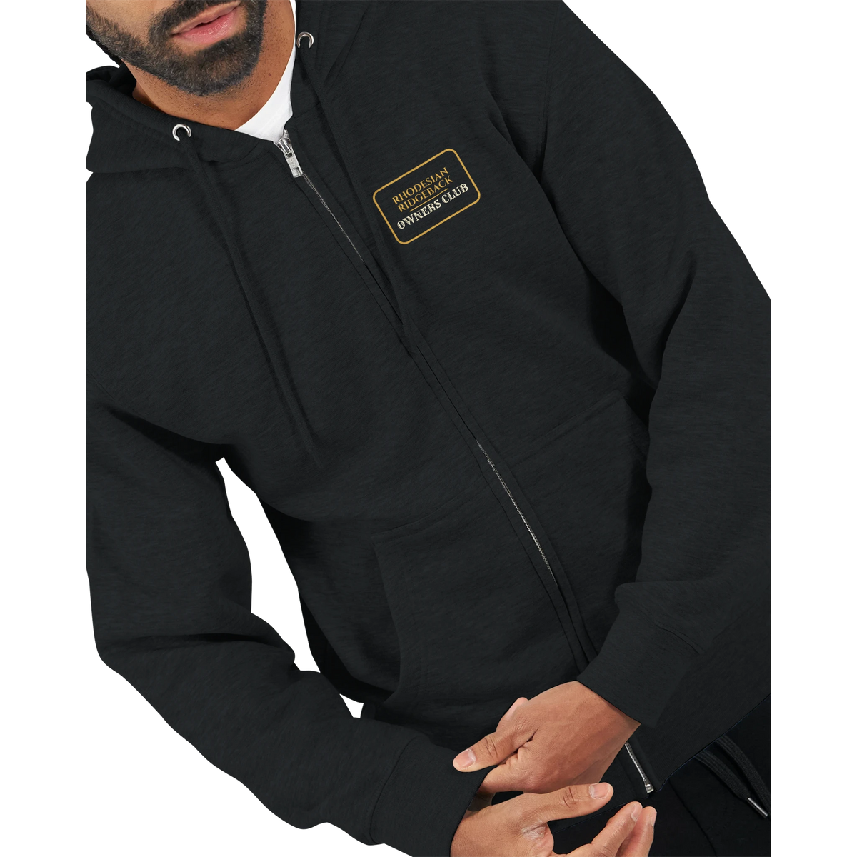 Rhodesian Ridgeback Owners Club men's zip hoodie in Black