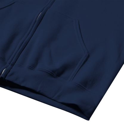 Siberian Husky Owners Club women's zip hoodie in Navy, detail of the fleece fabric and finish