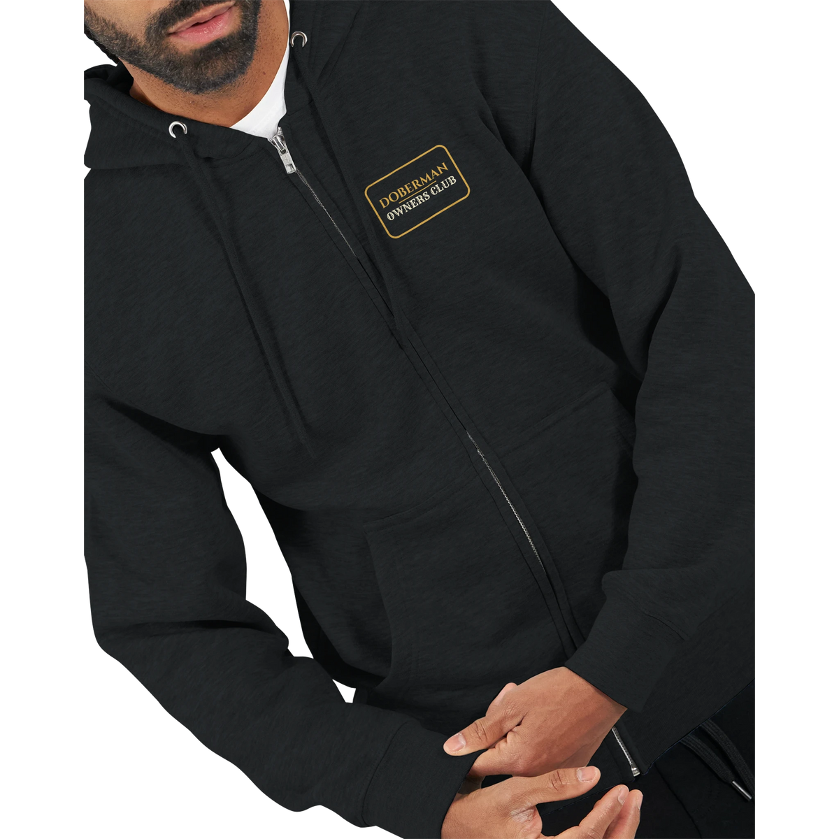 Doberman Owners Club men's zip hoodie in Black