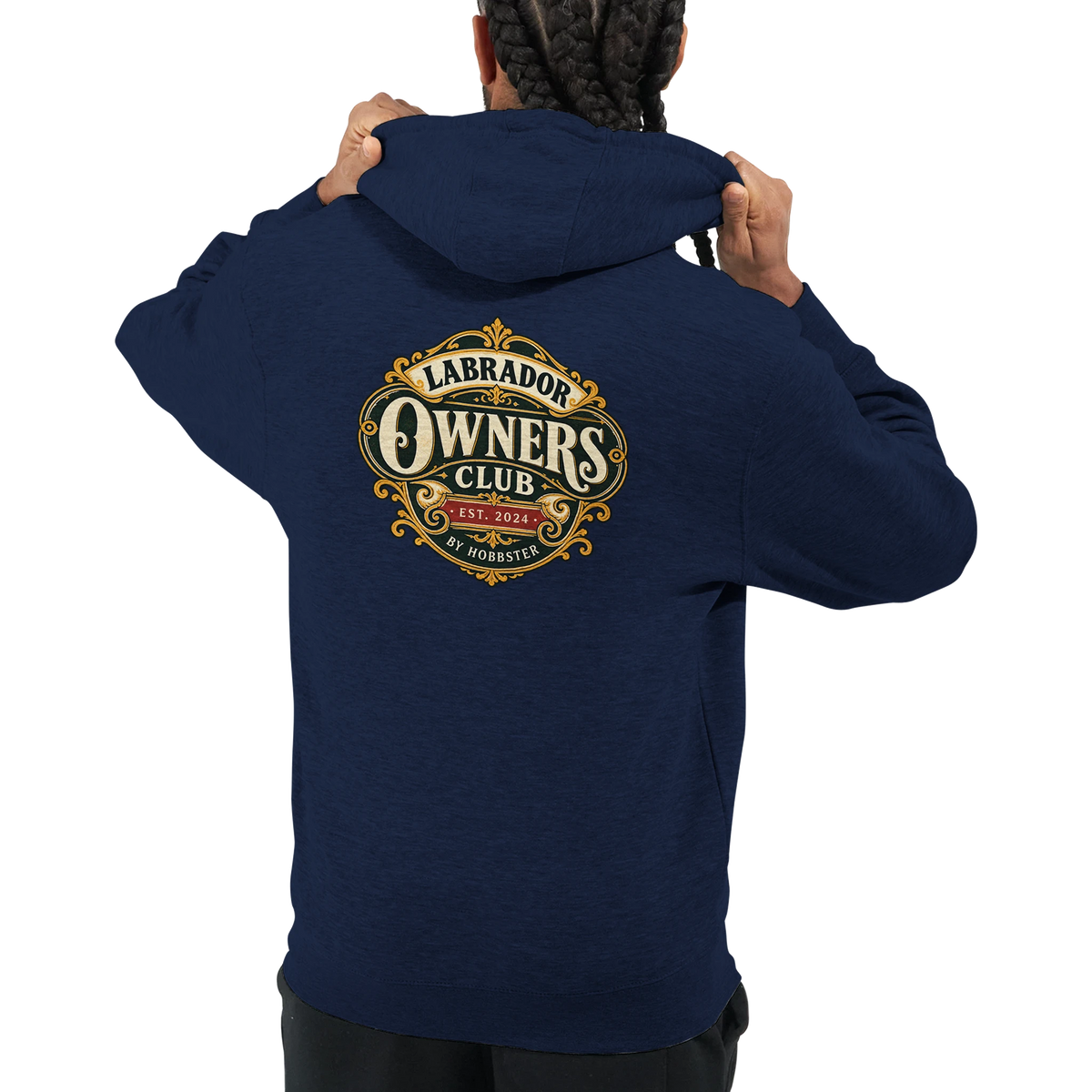 Labrador Owners Club men's zip hoodie in Navy