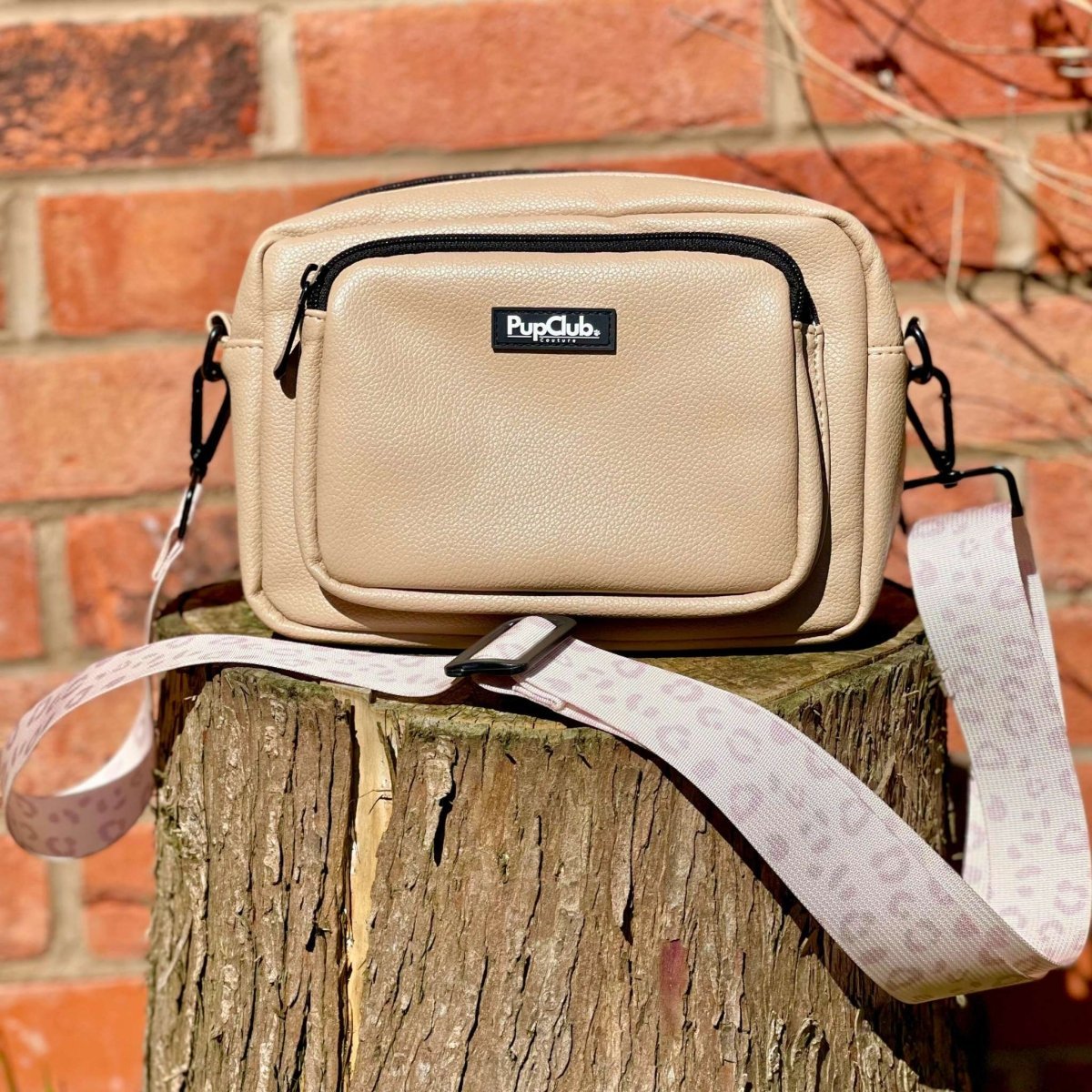 Crossbody Dog Walking Bag - Vegan Leather Tan - Hobbster