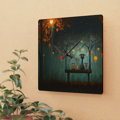 Acrylic Wall Clock featuring Sam Toft Style Dog Design - Hobbster