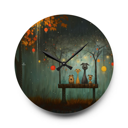 Acrylic Wall Clock featuring Sam Toft Style Dog Design - Hobbster