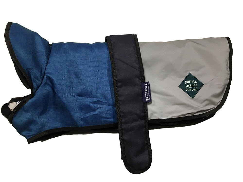 Battersea 2 - in - 1 Not All Heroes Wear Capes Dog Coat Blue [70cm] Large - Hobbster