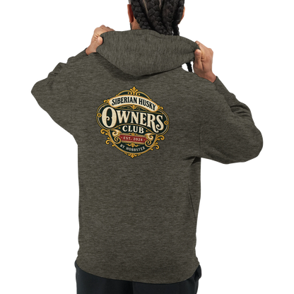 Siberian Husky Owners Club men's zip hoodie in Charcoal Heather