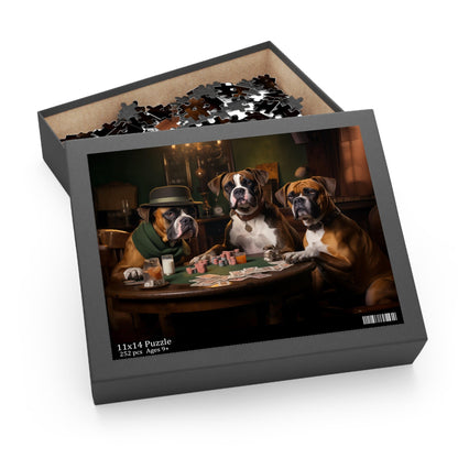 Boxer dog vintage design Jigsaw Puzzle (252 or 500-Piece) - Hobbster