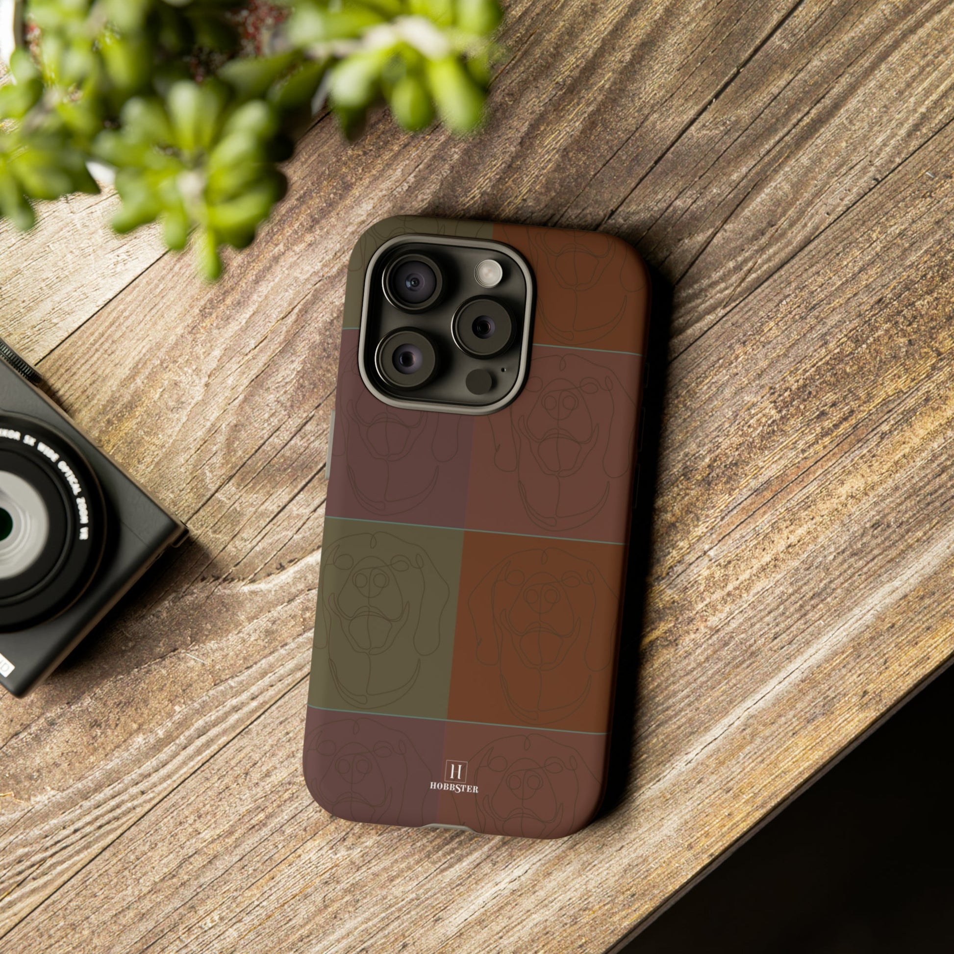 Brown Tile Effect Toughened Mobile Cases [for iPhone, Samsung and Google Pixel phones] - Hobbster