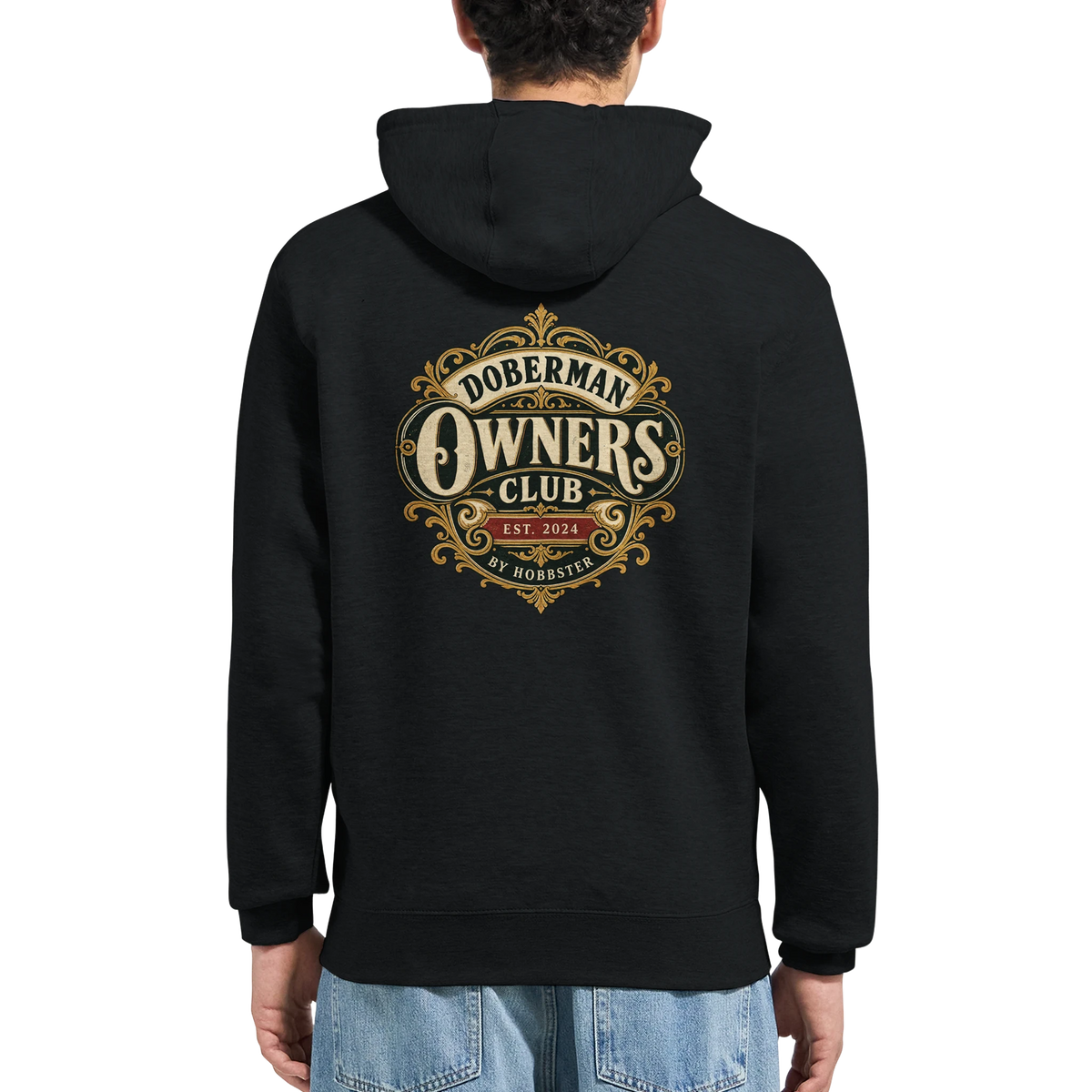 Doberman Owners Club men's zip hoodie in Black