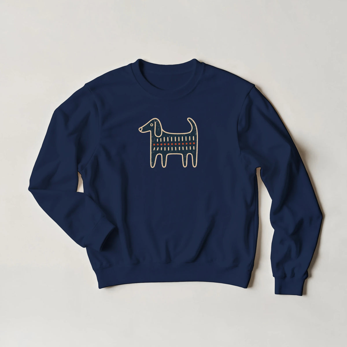 Retro Folk-Art Blue Dog Men's Crewneck Sweatshirt - Hobbster