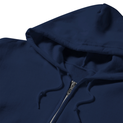 Siberian Husky Owners Club women's zip hoodie in Navy, detail of the fleece fabric and finish