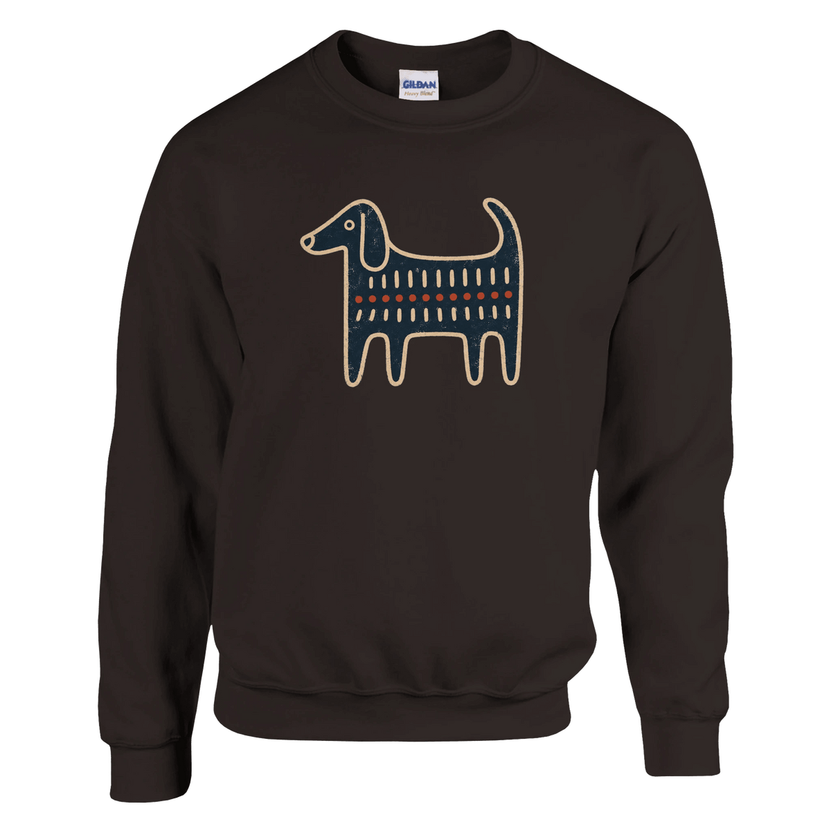 Retro Folk-Art Blue Dog Men's Crewneck Sweatshirt - Hobbster