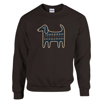 Retro Folk-Art Blue Dog Men's Crewneck Sweatshirt - Hobbster