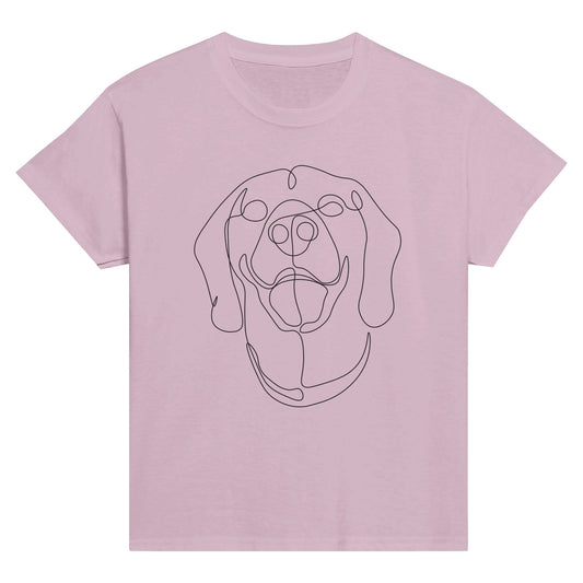 Classic Kids Crewneck Cotton T-shirt with Rhodesian Ridgeback Line Drawing - Hobbster