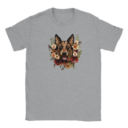 Classic Kids Crewneck T-shirt with German Shepherd Paper Quill Design - Hobbster