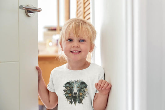 Classic Kids Crewneck T-shirt with Greyhound Design - Hobbster