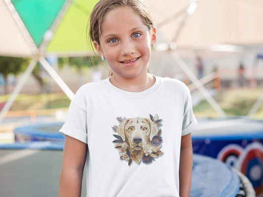 Classic Kids Crewneck T-shirt with Labrador Paper Quill Design - Hobbster