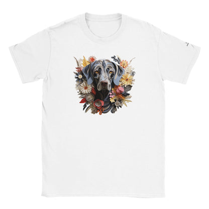 Classic Kids Crewneck T-shirt with Weimaraner Paper Quill Design - Hobbster
