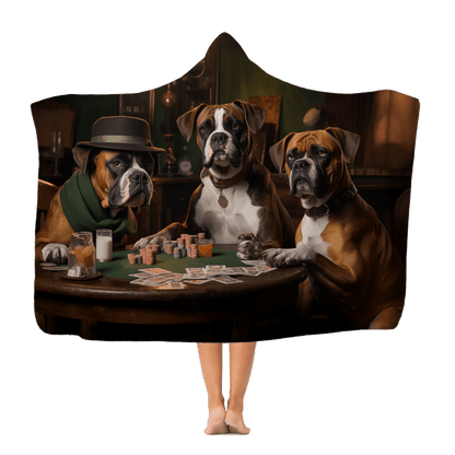 Classic Teen & Kids Hooded Blanket featuring vintage Boxer dog design - Hobbster