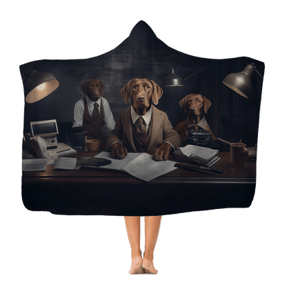 Classic Teen & Kids Hooded Blanket featuring vintage design of Hungarian Vizslas - Hobbster