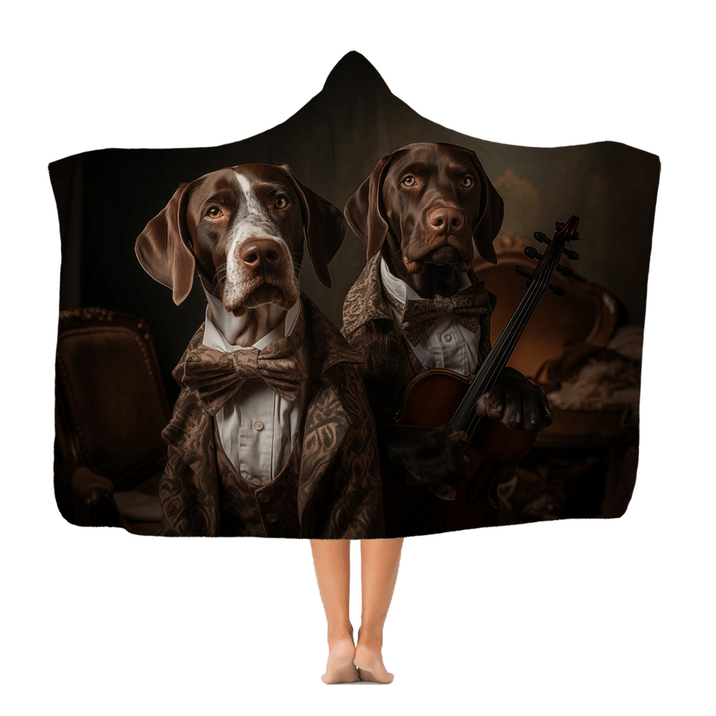 Classic Teen & Kids Hooded Blanket featuring vintage German Short Haired Pointer design - Hobbster