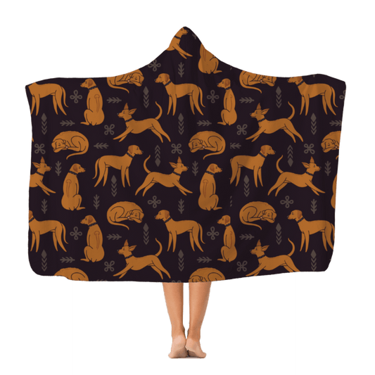 Classic Teen & Kids Hooded Blanket with multiple Rhodesian Ridgeback design - Hobbster