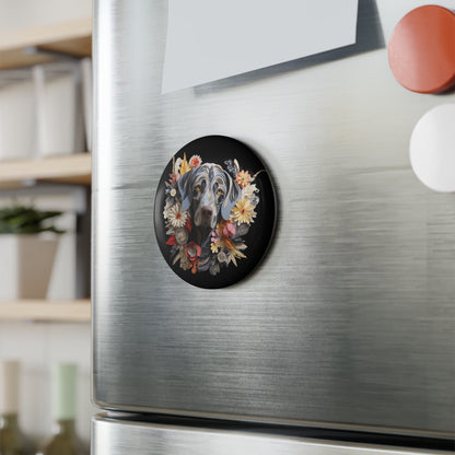Copy of Round Button Fridge Magnet featuring a Weimaraner Paper Quilling Design [2.25"] - Hobbster